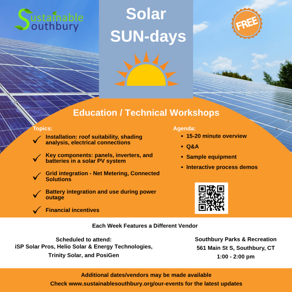 Sustainable Southbury Announces Solar SUN-Days Education and Technical Workshop&nbsp;Series
