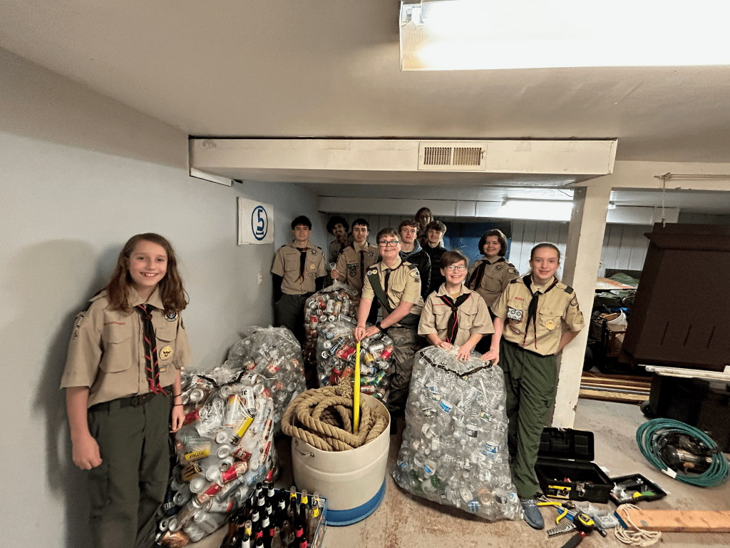 Troop 1607 Partners With Sustainable Southbury for Bottle and Can Drive